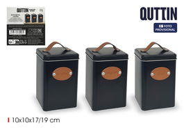 Quttin Bote Cocina Metal Cuadrado 3-Surt Medidas 10x10x17-19 cm (18 Unidades)