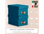 Leitz Caja de Almacenaje Pequeña de Cartón Azul con Asa de Piel, Pack de 2 Unidades, 7 Litros de Capacidad, 83x232x302 mm