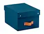 Leitz Caja de Almacenaje Pequeña de Cartón Azul con Asa de Piel, Pack de 2 Unidades, 7 Litros de Capacidad, 83x232x302 mm