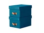 Leitz Caja de Almacenaje Pequeña de Cartón Azul con Asa de Piel, Pack de 2 Unidades, 7 Litros de Capacidad, 83x232x302 mm