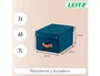 Leitz Caja de Almacenaje Pequeña de Cartón Azul con Asa de Piel, Pack de 2 Unidades, 7 Litros de Capacidad, 83x232x302 mm