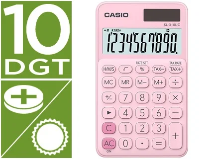 Casio SL-310UC-PK Calculadora de Oficina 10 Dígitos Rosa Claro