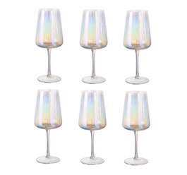 DKD Home Decor Set de 6 Copas de Cristal Iridiscente 530ml