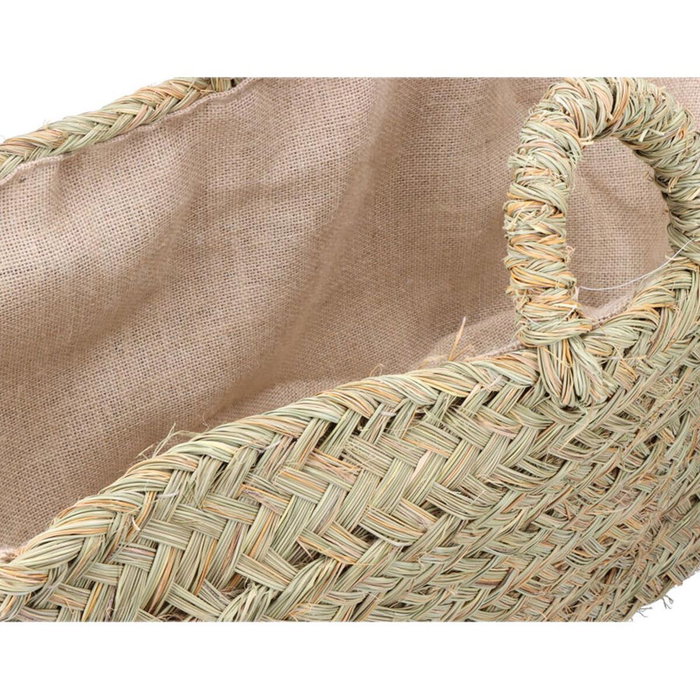Basics Cesta oval forrada para leñero de esparto, 60 x 35 x 45 cm