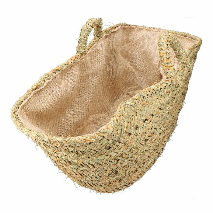 Basics Cesta oval forrada para leñero de esparto, 60 x 35 x 45 cm