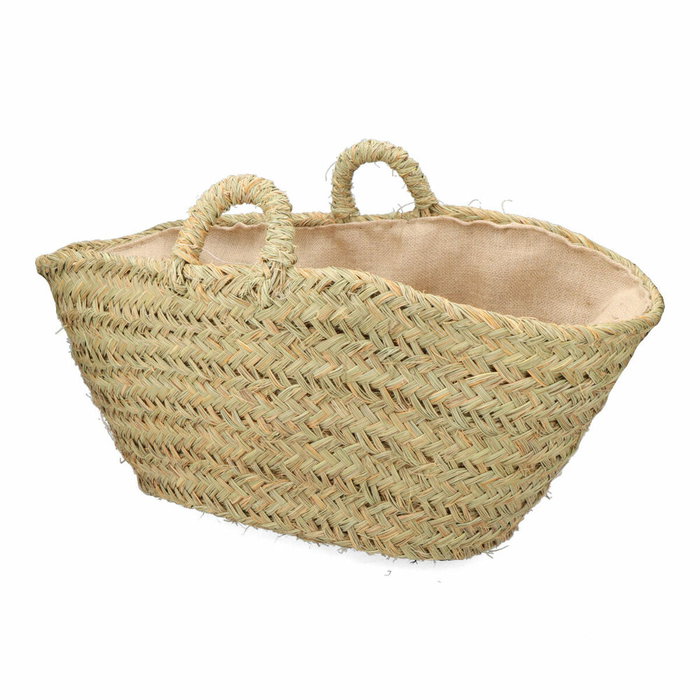 Basics Cesta oval forrada para leñero de esparto, 60 x 35 x 45 cm