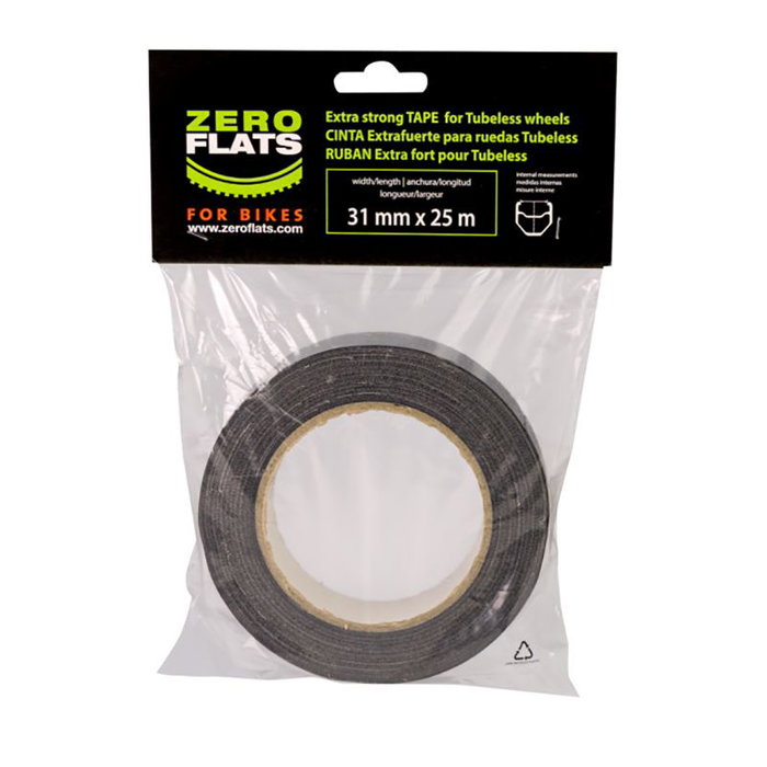 Zeroflats Cinta de sellado de llanta 31 mm x 25 m para conversión TubeLess Zeroflats Cinta de sellado de llanta 31 mm x 25 m para conversión TubeLess