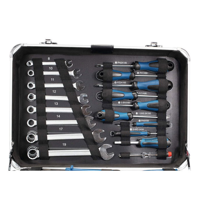 Scheppach Caja de herramientas TB150 con 101 piezas de cromo vanadio