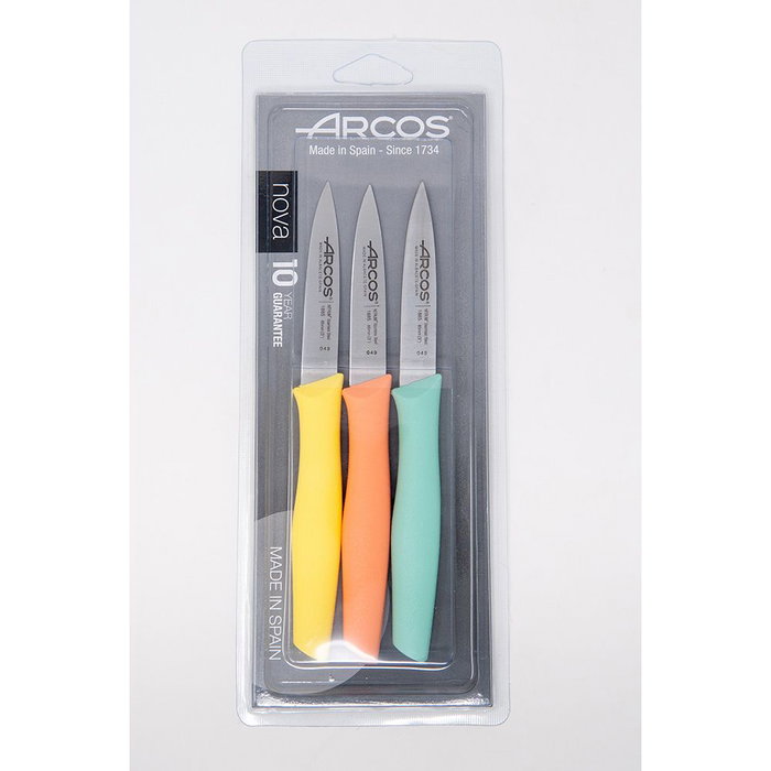Arcos Cuchillo Mondador Serie Nova 3 uds Hoja Acero Inoxidable Nitrum Mango Polipropileno Colores Surtidos Blister Arcos Cuchillo Mondador Serie Nova 3 uds Hoja Acero Inoxidable Nitrum Mango Polipropileno Colores Surtidos Blister