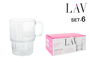 LAV Set 6 Vasos con Asa 270 cc Modelo Helen Medidas 10x7.3x10 cm (8 Cajas)
