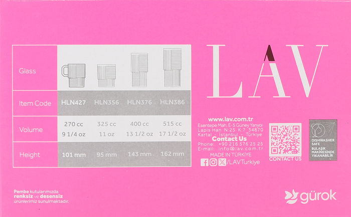 LAV Set 6 Vasos con Asa 270 cc Modelo Helen Medidas 10x7.3x10 cm (8 Cajas)
