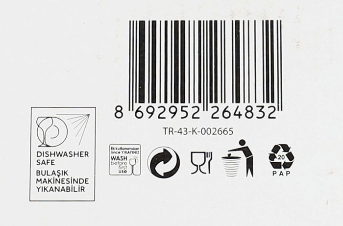 LAV Set 6 Vasos con Asa 270 cc Modelo Helen Medidas 10x7.3x10 cm (8 Cajas)