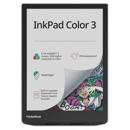 PocketBook InkPad Color 3 - Lector de eBooks con pantalla E Ink Kaleido 3 a color de 7.8 pulgadas, 32 GB, impermeable IPX8, SMARTlight, audiolibros, color Stormy Sea