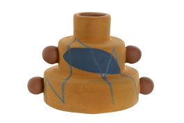 DKD Home Decor Portavelas Moderno Mostaza Azul Terracota Cerámica 8.3 x 7.7 x 11 cm (6 Unidades)