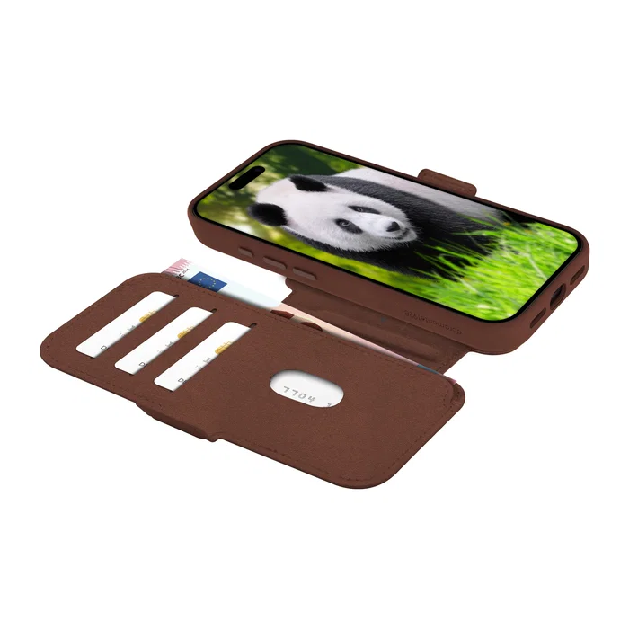 dbramante1928 Funda Lynge MS Folio para iPhone 17 Pro - Cuero Bronceado, Cierre Magnético, Compatible MagSafe, Bolsillo para 3 Tarjetas