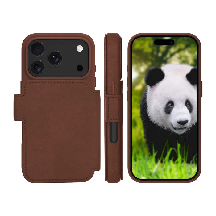 dbramante1928 Funda Lynge MS Folio para iPhone 17 Pro - Cuero Bronceado, Cierre Magnético, Compatible MagSafe, Bolsillo para 3 Tarjetas