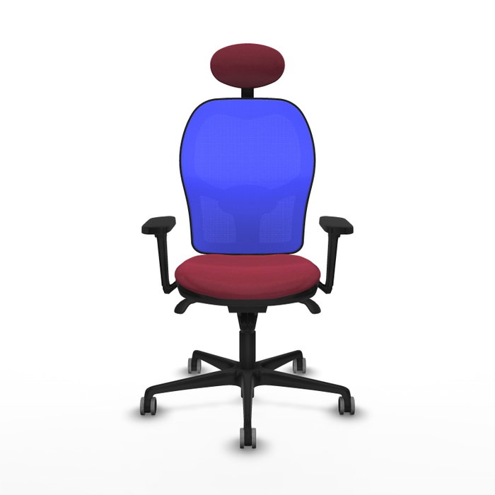 PIQUERAS Y CRESPO Silla de oficina Jorquera con mecanismo sincro, tela granate y malla azul PIQUERAS Y CRESPO Silla de oficina Jorquera con mecanismo sincro, tela granate y malla azul
