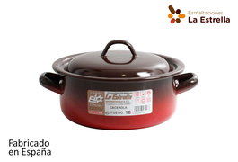 La Estrella Cacerola Esmaltada con Tapa 18 cm - 1.8L Fuego (6 Unidades)