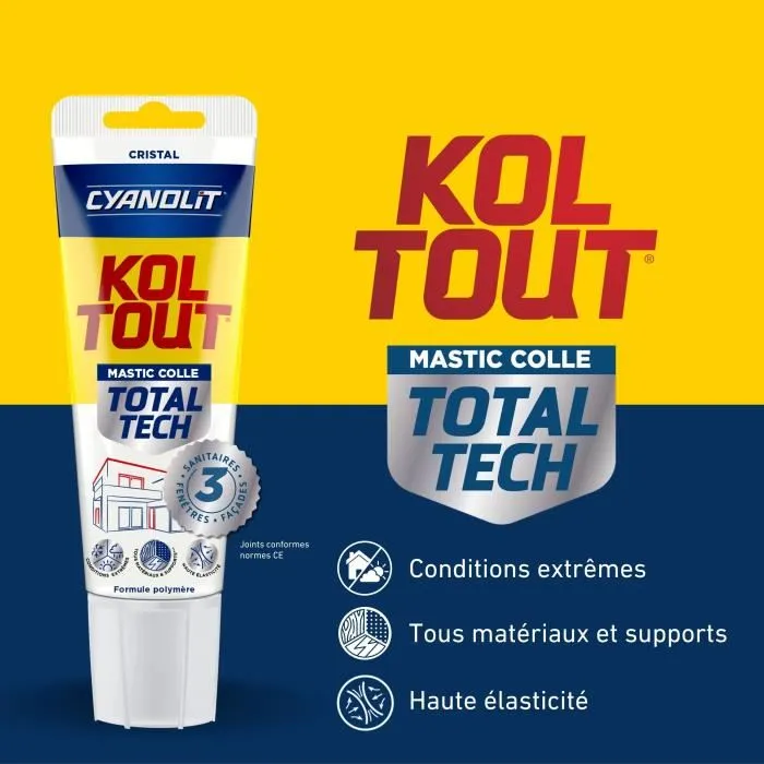 Cyanolit Total Tech Crystal Pegamento Fijador y Sellador Transparente Versátil y Flexible Tubo 125 ml AUC3045203001307