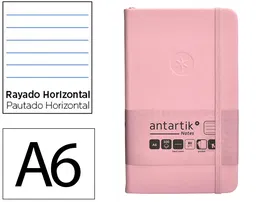Antartik Cuaderno A6 Tapa Dura Hojas Rayas Rosa Pastel 100 Hojas 80gr FSC