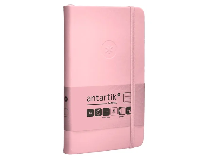 Antartik Cuaderno A6 Tapa Dura Hojas Rayas Rosa Pastel 100 Hojas 80gr FSC