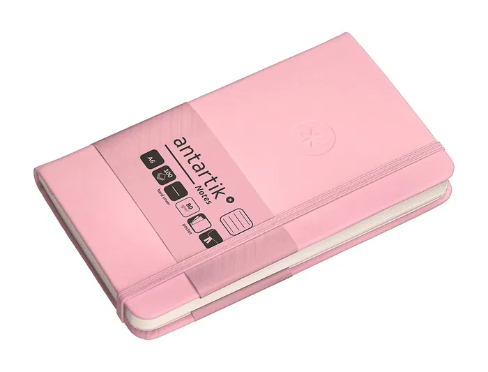 Antartik Cuaderno A6 Tapa Dura Hojas Rayas Rosa Pastel 100 Hojas 80gr FSC