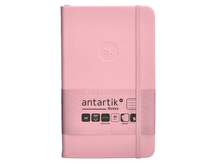 Antartik Cuaderno A6 Tapa Dura Hojas Rayas Rosa Pastel 100 Hojas 80gr FSC