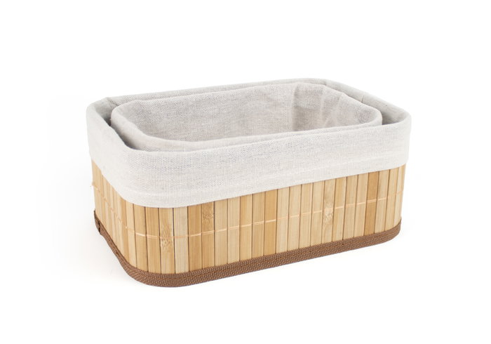 Inde Set 2 Cestas de Ordenación Bambú Natural 28x18x13.5 cm y 24 cm (12 Unidades)