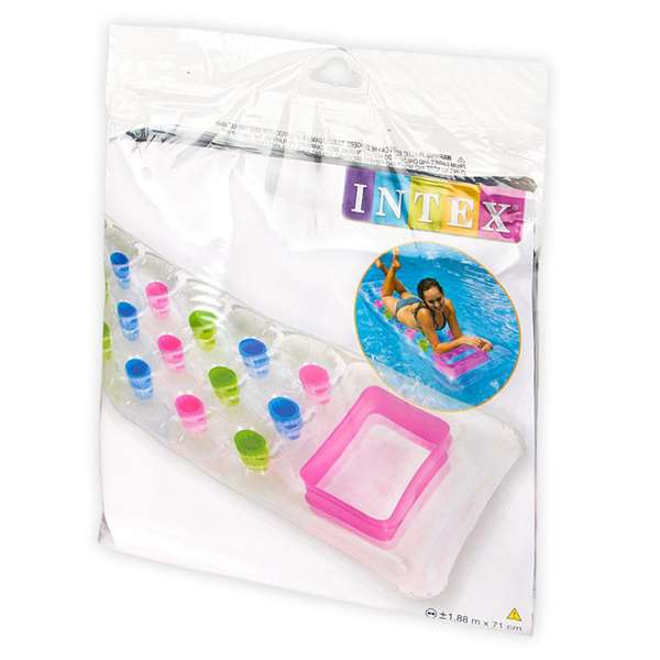 Intex - Colchoneta de Agua para Bebés de 18 Vasos, Transparente, 188x71 cm, Modelos Surtidos