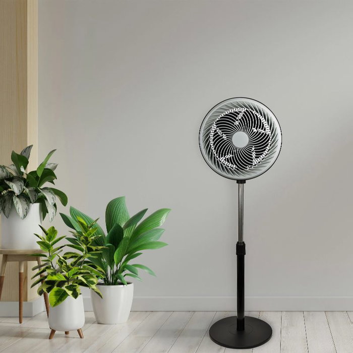 DAEWOO Ventilador de Torre 90W Alta Velocidad, 12 Pulgadas / 30 cm, Base Redonda, Negro