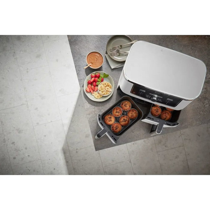 Ninja Foodi MAX AF400EUWH Freidora de Aire de Doble Zona, 9,5 L, Blanca