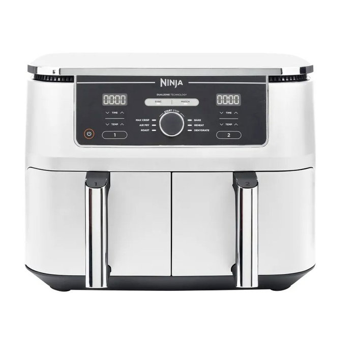 Ninja Foodi MAX AF400EUWH Freidora de Aire de Doble Zona, 9,5 L, Blanca