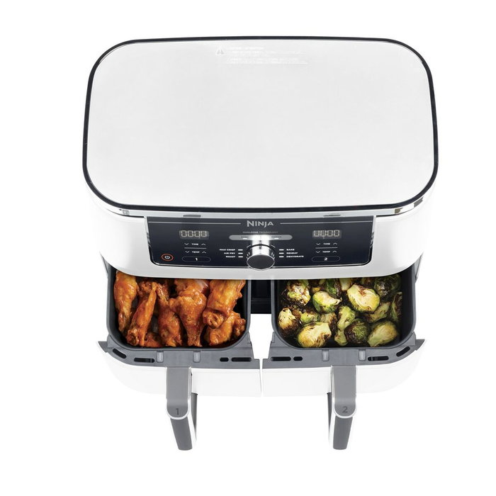 Ninja Foodi MAX AF400EUWH Freidora de Aire de Doble Zona, 9,5 L, Blanca