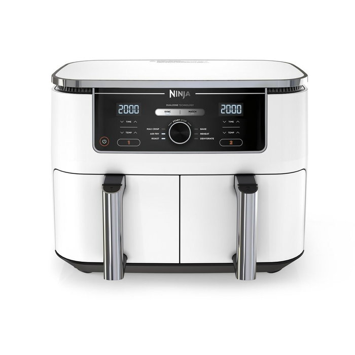 Ninja Foodi MAX AF400EUWH Freidora de Aire de Doble Zona, 9,5 L, Blanca