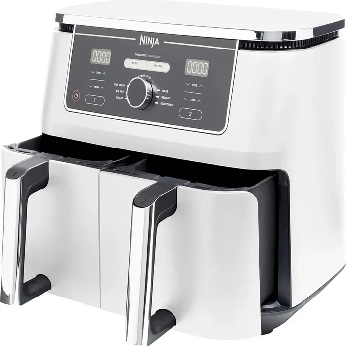 Ninja Foodi MAX AF400EUWH Freidora de Aire de Doble Zona, 9,5 L, Blanca