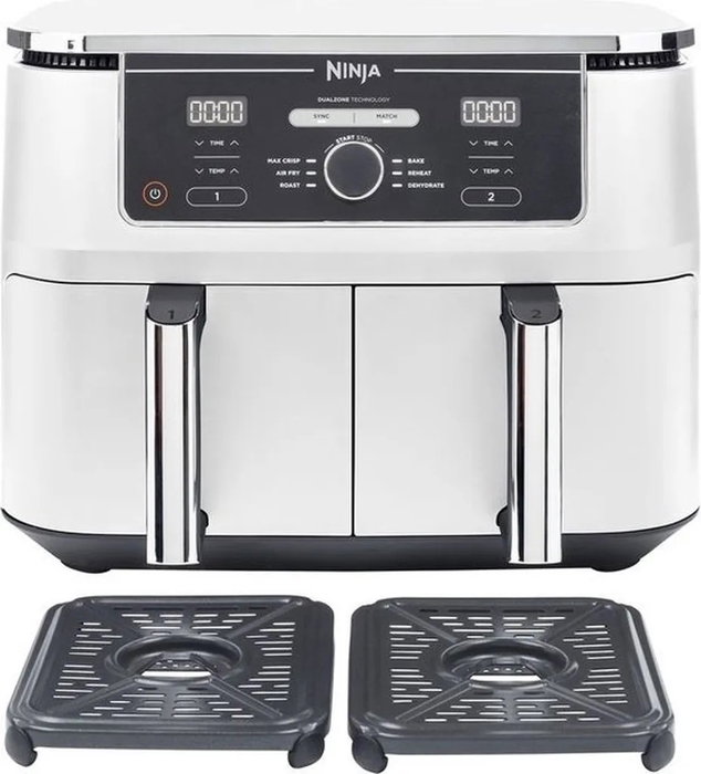 Ninja Foodi MAX AF400EUWH Freidora de Aire de Doble Zona, 9,5 L, Blanca