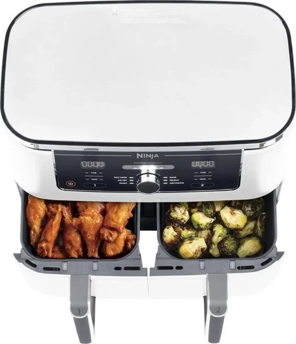 Ninja Foodi MAX AF400EUWH Freidora de Aire de Doble Zona, 9,5 L, Blanca