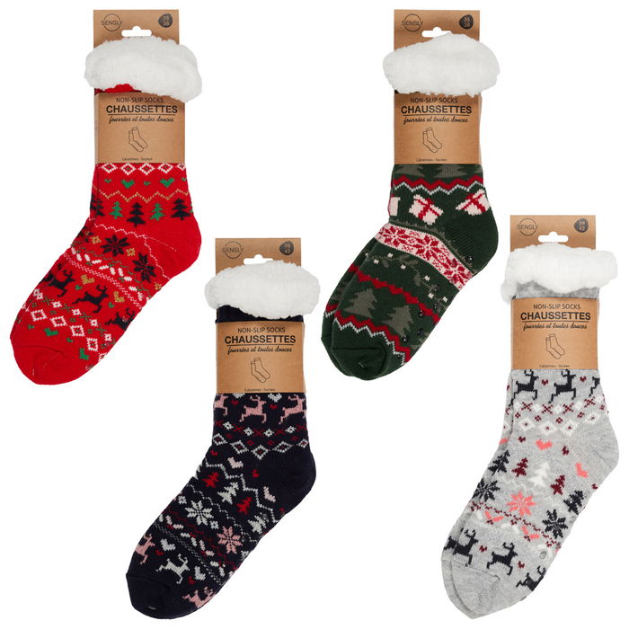 Sensly Calcetines Invierno Sherpa Antideslizantes para Casa Talla 39/42