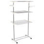 Je cherche une Idee Tendedero 3 Niveles Plegable con Ruedas, 16 Metros de Capacidad, Ideal para Ahorrar Espacio