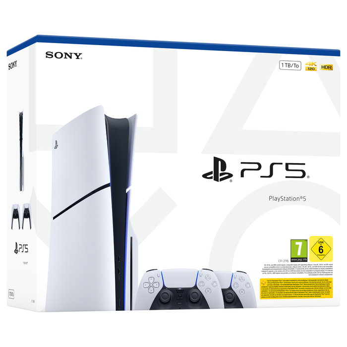 Sony PlayStation 5 Slim Disc Edition con segundo mando DualSense Blanco Sony PlayStation 5 Slim Disc Edition con segundo mando DualSense Blanco