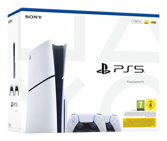 Sony playstation 5 slim disc edition 1tb with 2 dualsense controller - white Sony playstation 5 slim disc edition 1tb with 2 dualsense controller - white