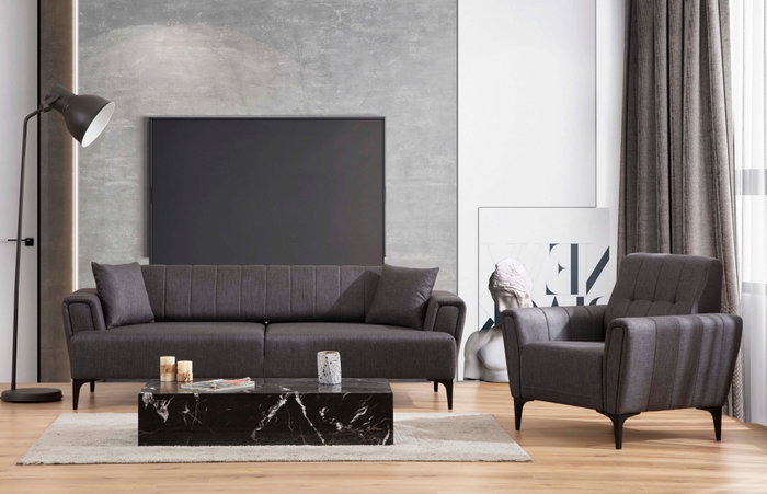 Atelier Del Sofa Sofá de 1 Plaza Hamlet Dark Grey, Comodidad y Estilo para tu Hogar, 90x95x77 cm