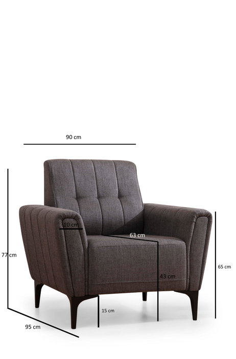 Atelier Del Sofa Sofá de 1 Plaza Hamlet Dark Grey, Comodidad y Estilo para tu Hogar, 90x95x77 cm