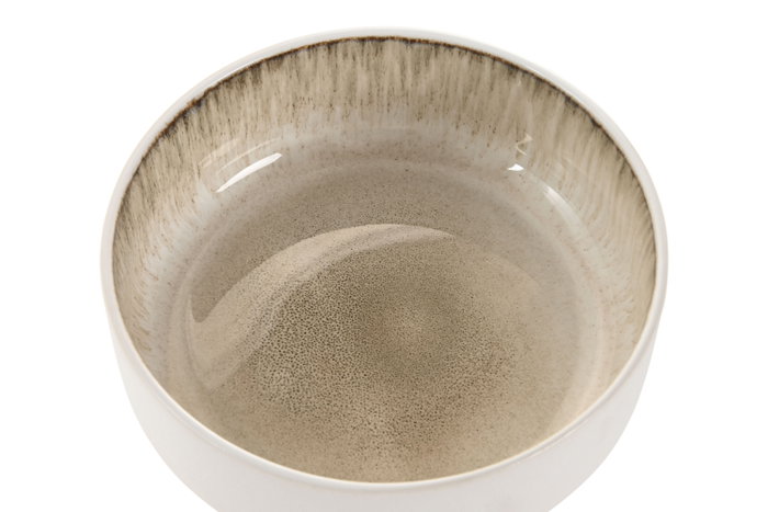 DKD Home Decor Bol de Gres Esmaltado Beige 16x16x5,5 cm