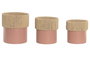 DKD Home Decor Set de 3 Maceteros de Hierro y Fibra Rosa Palo y Natural, 25x25x27 cm