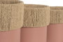 DKD Home Decor Set de 3 Maceteros de Hierro y Fibra Rosa Palo y Natural, 25x25x27 cm