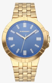 Radiant RA635203 Reloj para Hombre Dorado con Esfera Azul