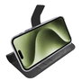 Celly WALLYMAG Funda cartera con imitación piel compatible con MagSafe para Apple iPhone 17, 16 cm (6.3"), Negro, resistente a rayones, con soporte y 3 bolsillos para tarjetas