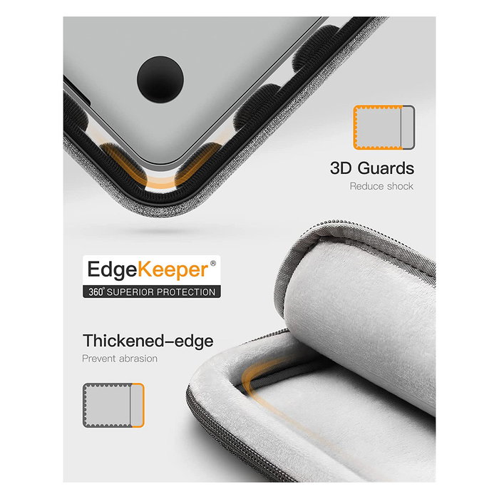 Inateck LB01006 Funda para Laptop 13" Negro Gris, Poliéster, Cremallera, Bolsillo, Protección Golpes Polvo