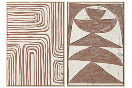 DKD Home Decor Cuadro de Madera y Lienzo Abstracto Surtido de 2 Piezas